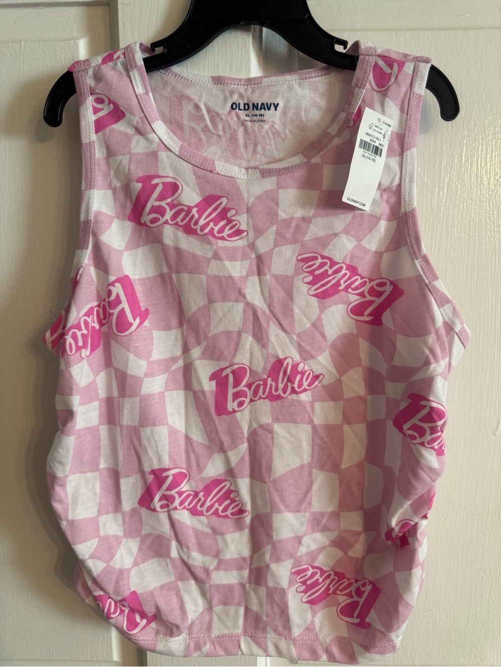Old Navy Pink & White Barbie Checkerboard Tank